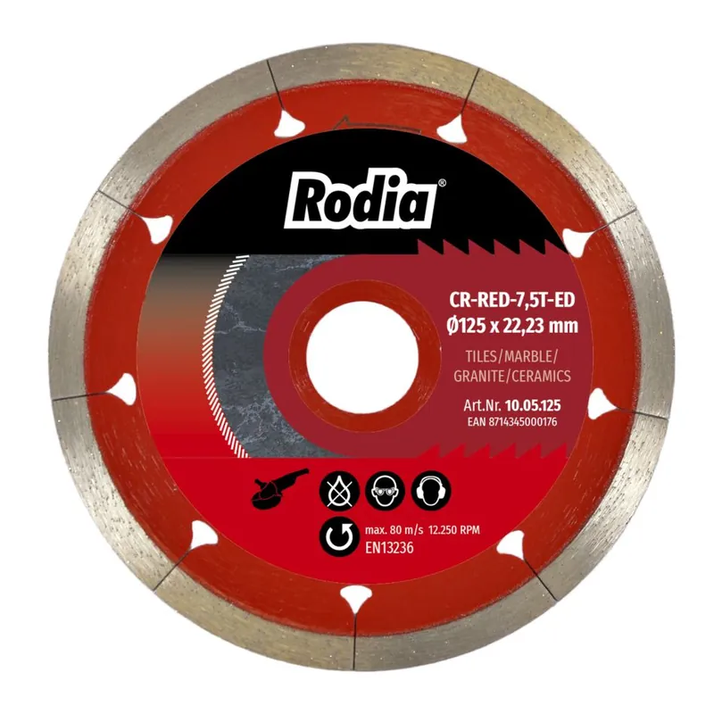 Rodia 10.05.115 Lame de scie diamantée CR Red 7.5T ED Ø 115-22.23 mm