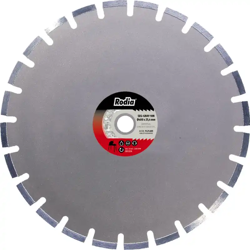 Rodia 11.21.400 Lame de scie diamantée Seg Gray 10N Ø 400-25.4 mm