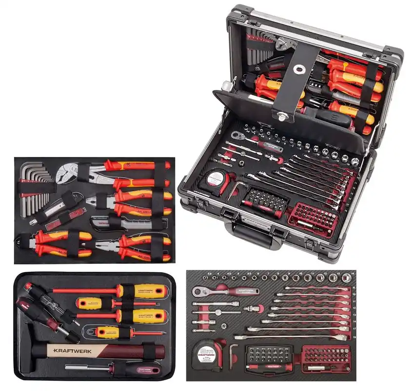 Kraftwerk 3944.3 Mallette d‘outils VDE remplie 123 pièces
