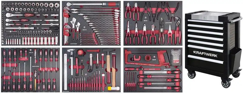Kraftwerk 102.400.515 Chariot à outils rempli de 280 pièces