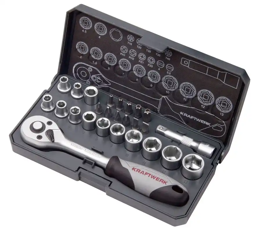 Kraftwerk 204.100.000 Jeu de douilles avec cliquet 1/4" 26 pièces