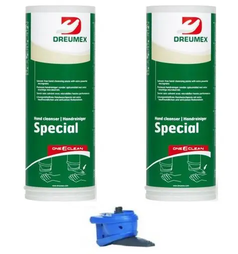 Dreumex 10430001030 Nettoyant pour les mains One2Clean Special 2 x Cartouche 3 litres + Distributeur Manuel