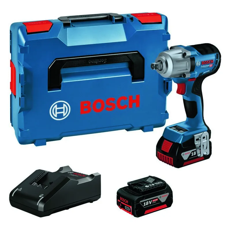 Bosch Bleu 06019K4103 GDS 18V-450 PC Batterie clé à chocs 2x 5.0 Ah et chargeur GAL 18V-40 en L-BOXX