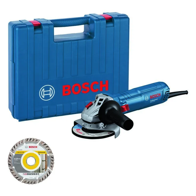 Bosch Bleu 06013A6102 GWS 12-125 Meuleuse d‘angle en mallette avec poignée supplémentaire