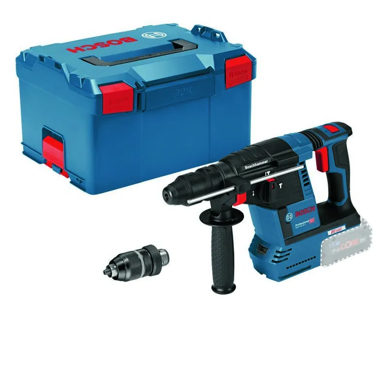 Bosch Bleu 061191000J GBH 18V-26 F Marteau sans fil avec batteries et chargeur en L-BOXX