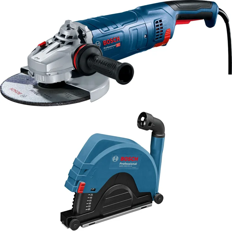 Bosch Bleu 0615A5004S GWS 24-230 JZ Meuleuse d‘angle 230 mm 2400W + GDE 230 FC-S Capot d‘aspiration
