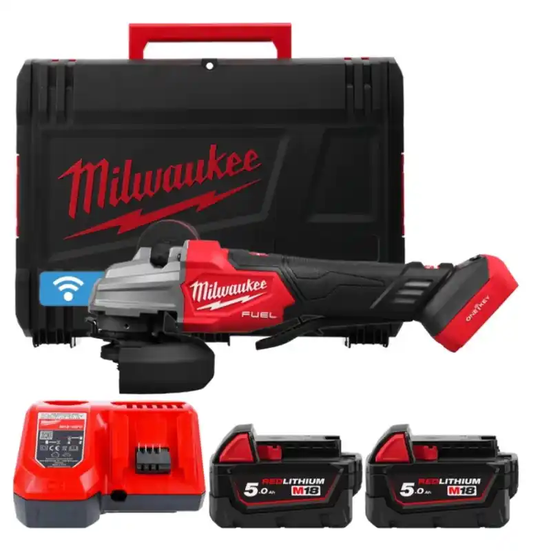 Milwaukee 4933493553 M18 FSAGSVO125X-502X Meuleuse d‘angle de sécurité 125 mm à vitesse variable 18V 5.0Ah