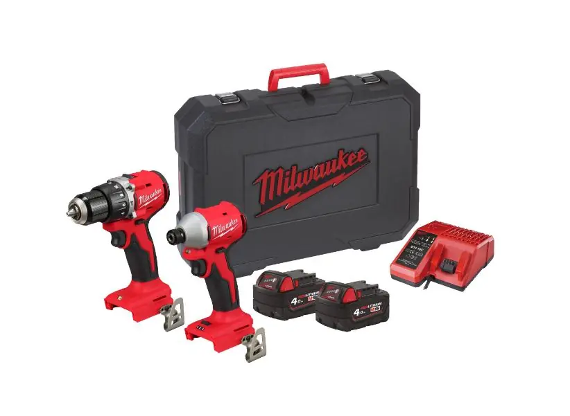 Milwaukee 4933492827 M18 BLCPP2A-402C Powerpack 18V 4.0Ah Li-Ion - M18BLPDRC Perceuse à percussion + M18BLIDRC Visseuse à percussion