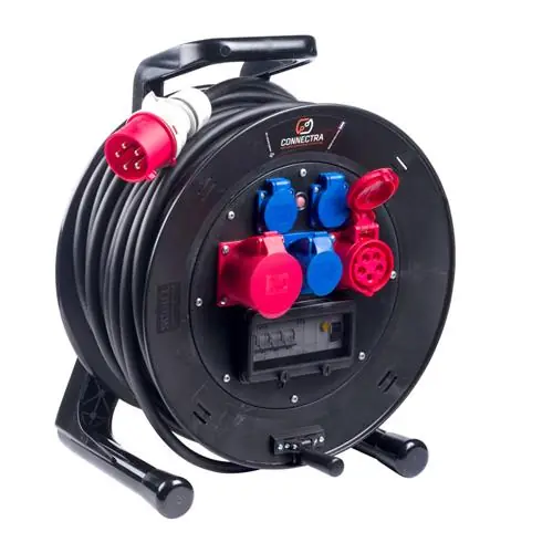 Connectra 47.054.51 Enrouleur de câble GT45 combi - 32A - 400V - 40m - H07RN-F - 5 G 4.0 mm²