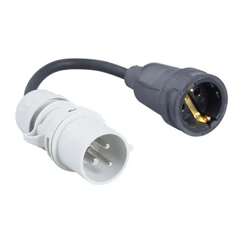 Connectra 48.906 Câble de jonction 25cm - H07RN-F - 3 G 1.5 mm² CEE plug 12h to Schuko