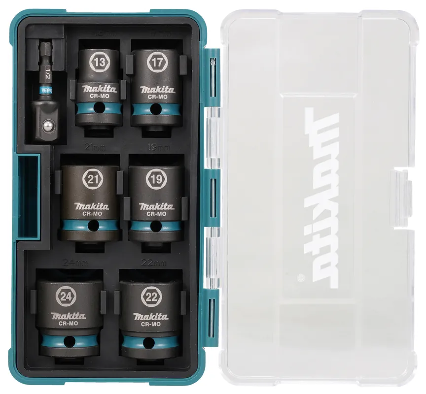 Makita Accessoires E-16592 Coffret de douilles à percussion Noir 1/2‘‘ 7 pièces