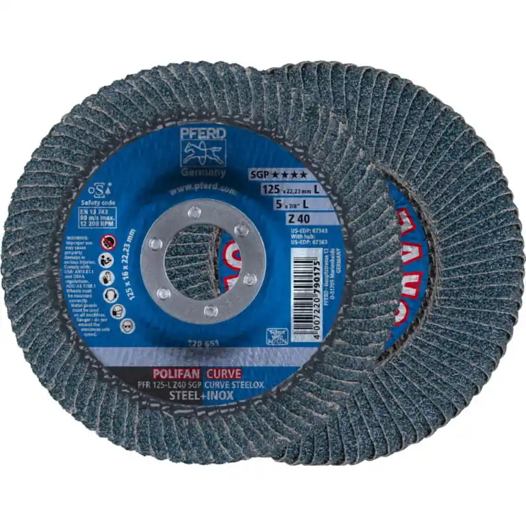 Pferd 69398197 POLIFAN CURVE disque à lamelles PFR 125x22,23 mm largeur M Z40 SGP STEELOX pour acier/inox