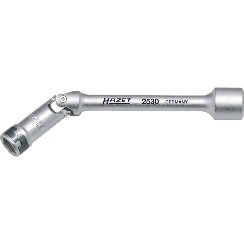 Hazet 2530 Clé à douille pour bougie de préchauffage carrée et creuse de 3/8 pouces (10 mm) ∙ Profil de traction hexagonal extérieur ∙ 10 mm