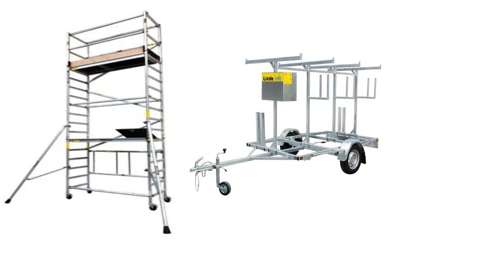 Little Jumbo 11403656AANHANGER SuperPRO M-Max set C - avec trappe 1,80 x 0,70 mtr hauteur de travail 5,70 mtr. + remorque d‘échafaudage ECO