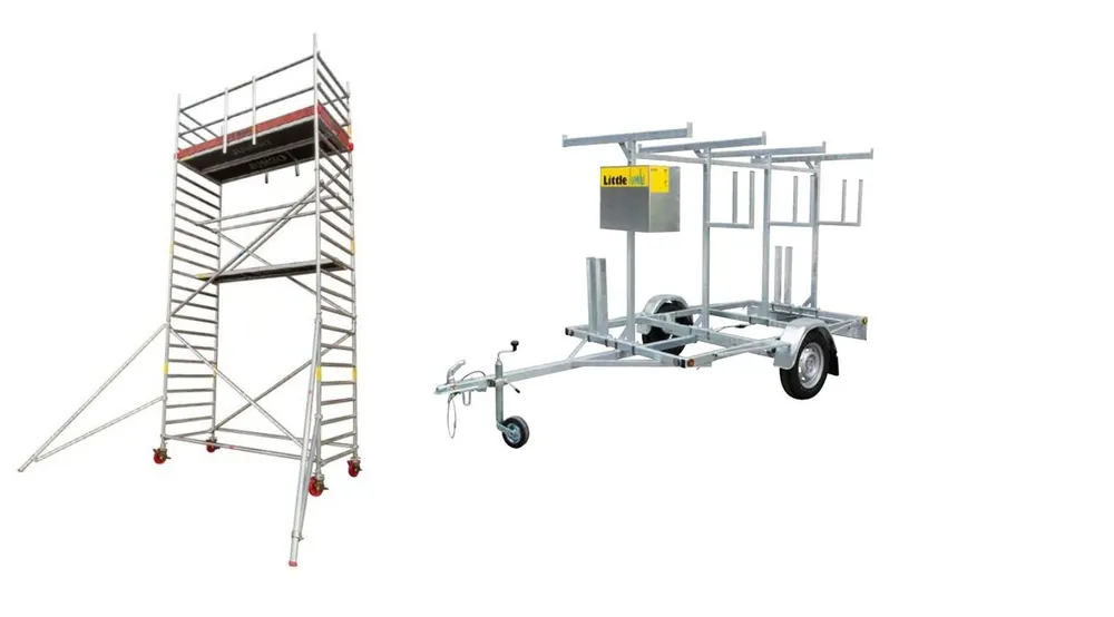 Little Jumbo 411325053AANHANGER Echafaudage roulant Jumbo Large AGR 1,35 x 2,50 plat/travail 5,3/6,3m + remorque ECO Echafaudage