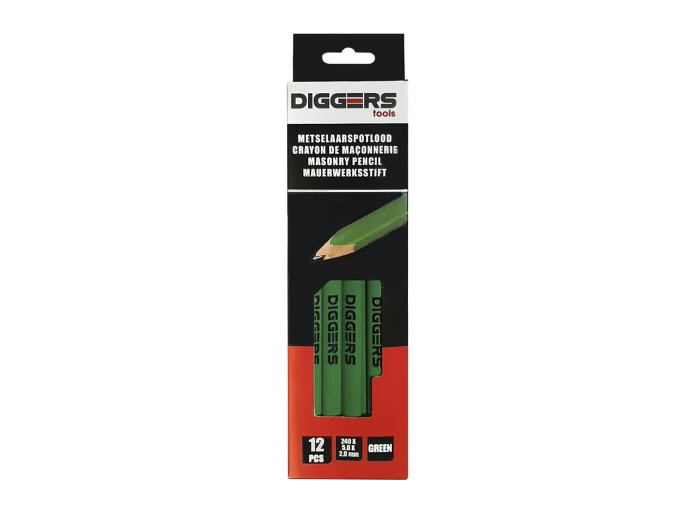 DIGGERS DIG401 Crayon de menuisier 24 cm vert 12 pièces