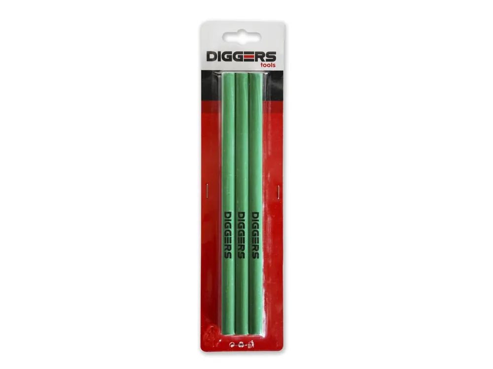 DIGGERS DIG395 Crayon de menuisier 24 cm vert 3 pièces