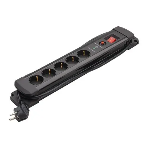 Vetec 46.530.05 Bloc connecteur nylon 5 voies - 1.5m - H05VV-F - 3 G 1.5 mm² avec protection contre les surtensions