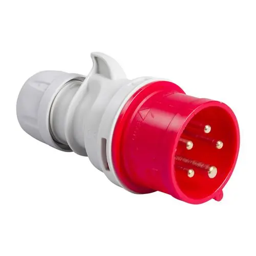 PCE 41.041 Fiche CEE 32A - 400V - 5P - IP44 - 6h - rouge avec changement de phase