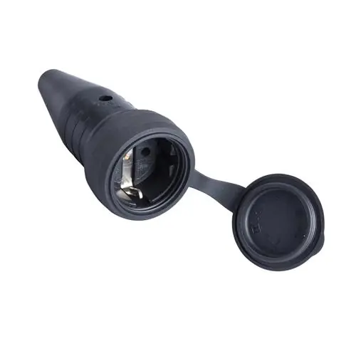 ABL 46.229 Fiche complète en caoutchouc - 10/16A - IP44 - RA - noir - VDE - protection contre les éclaboussures