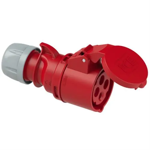 PCE 42.020 Fiche de couplage CEE 32A - 400V - 4P - IP44 - 6h - rouge