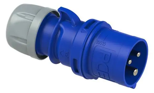 PCE 42.005 Fiche de couplage CEE 32A - 230V - 3P - IP54 - 6h- bleu