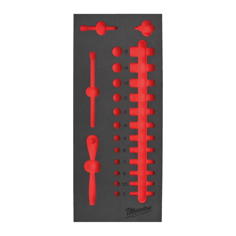 Milwaukee Accessoires 4932493662 Jeu de douilles pour incrustation en mousse vide 1/4" Métrique (28 pièces)