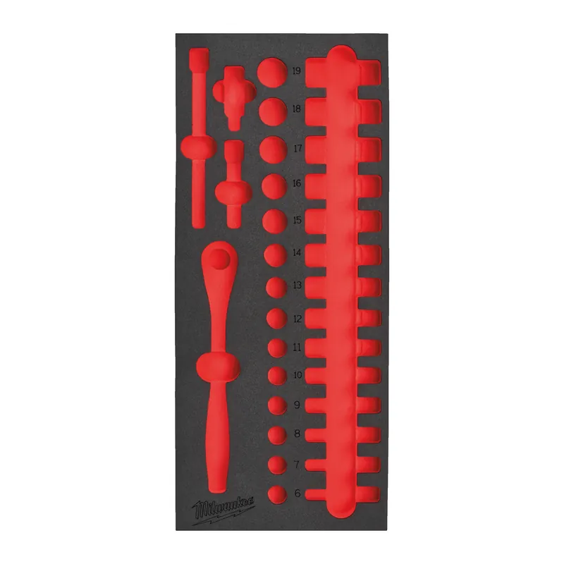 Milwaukee Accessoires 4932493663 Jeu de douilles 3/8‘‘ pour mousse vide Métrique (32 pièces)
