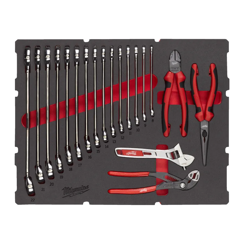 Milwaukee Accessoires 4932493339 Jeu de clés et de pinces MAXBITE™ PACKOUT™ pour incrustation de mousse (19 pièces)