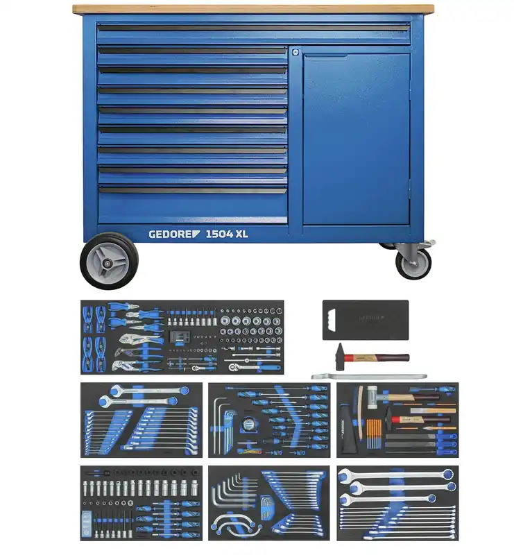Gedore 3458946 2005 XL-S-466 Gereedschapwagen 466-Delig assortiment voor personenauto‘s