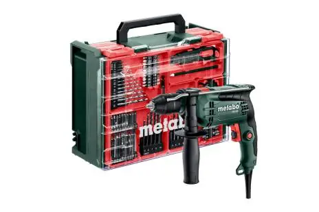 Metabo 600742710 SBE 650 Set Perceuse à percussion d‘atelier mobile + 74 pièces d‘accessoires