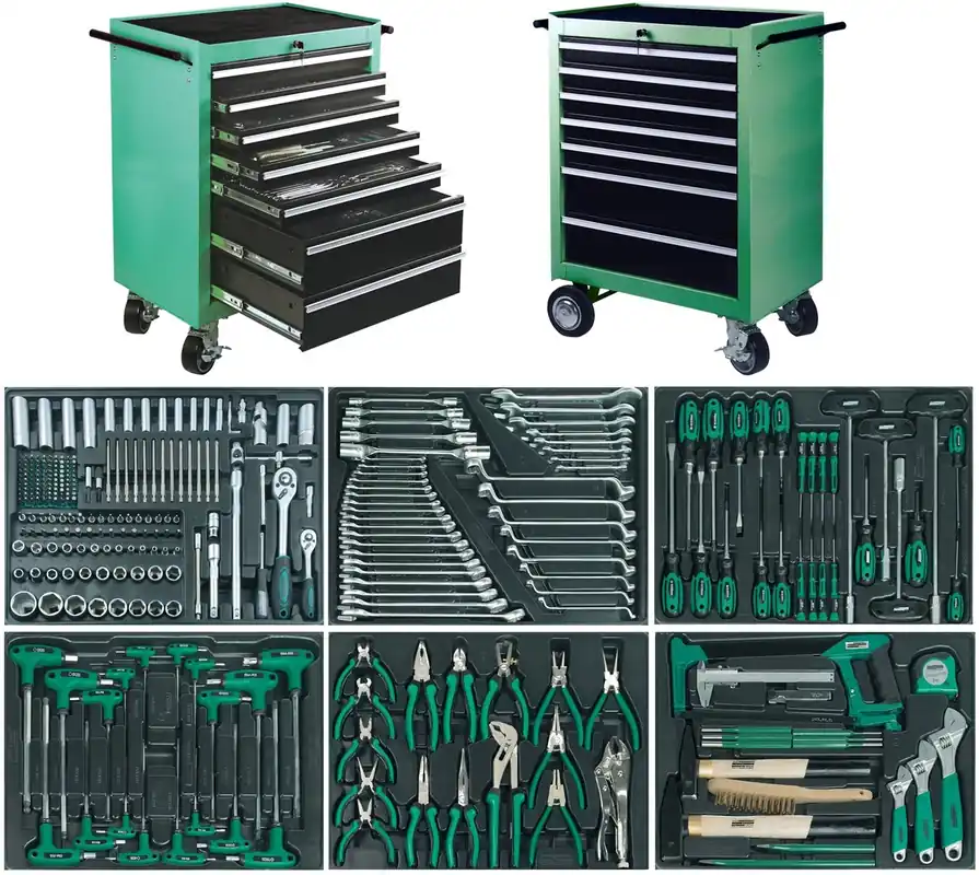 Brüder Mannesmann 28270 Green Line Chariot à outils 321 pièces
