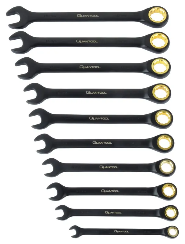 Brüder Mannesmann Q25210 Quantool Jeu de clés à anneaux à double extrémité 10 pièces 8-19 mm