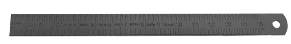 MIB 07074001 Règle 150x13x0,5 mm chromée mat, double face