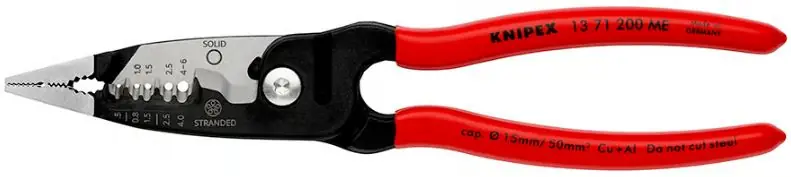 Knipex 13 71 200 ME Pince à dénuder 5 en 1 Kombitang 200 mmPince d‘installation électrique, modèle métrique