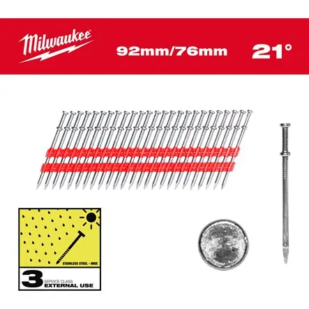 Milwaukee Accessoires 4932498156 DUPLEX NACES 21° Rond 92/76 mm 2000 pièces