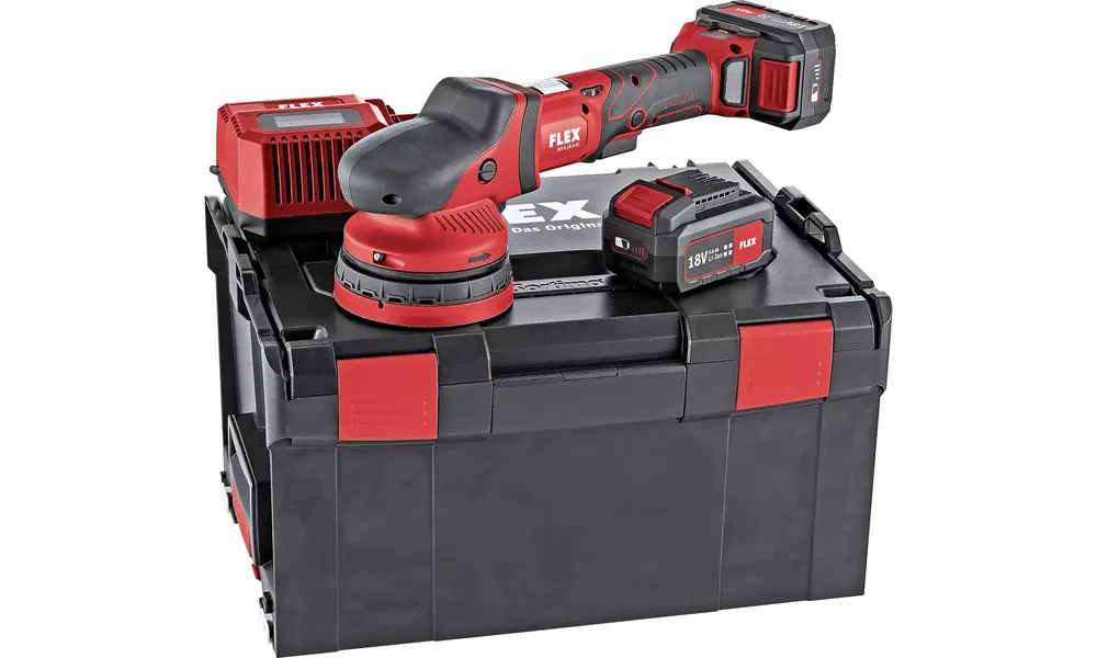 Flex-tools 461245 XCE 8 125 18.0-EC/5.0 P-SET Polisseuse excentrique avec embrayage 18V 5.0Ah Li-Ion en L-Boxx + accessoires