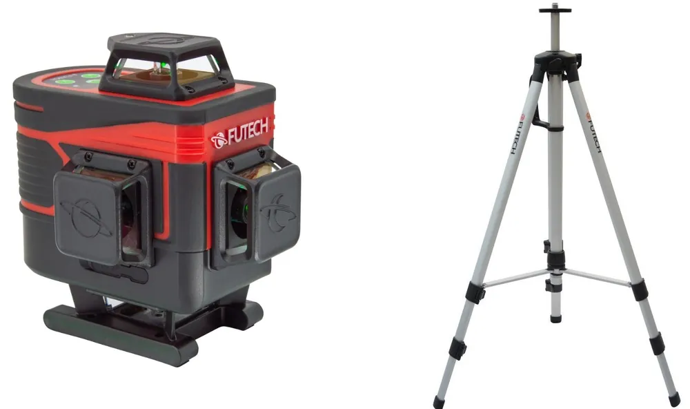 Futech 035.4DG-P MultiCross 4D Compact Green cross line laser 3D + tripode 180cm