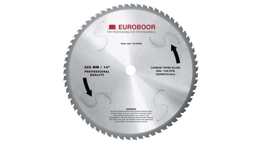 Euroboor 130.355/66 Lame de scie 355 x 25,4 mm pour finisseur de métaux à sec pour l‘acier inoxydable