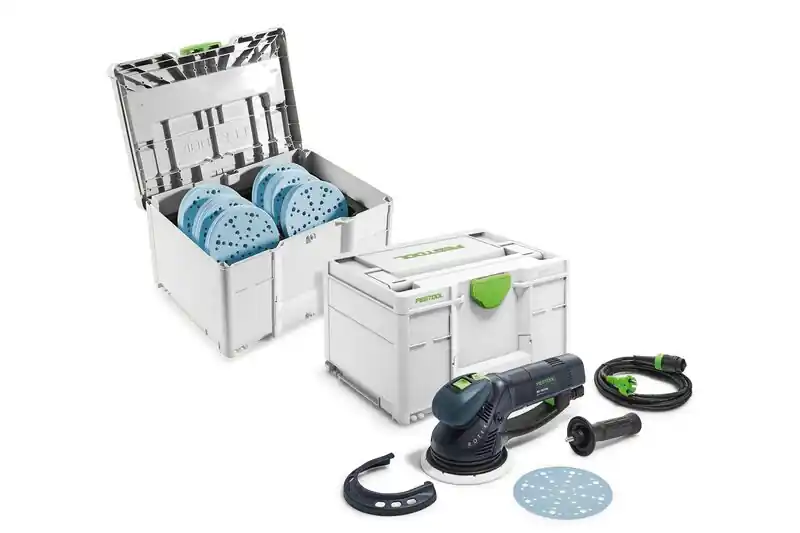 Festool 578257 RO 150 FEQ-Plus Ponceuse excentrique polyvalente Rotex + SYS-STF D150 GR-Set Jeu de disques abrasifs en granit dans un systainer