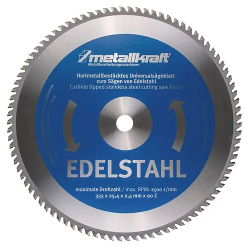 MetallKraft 713853503 3853503 Lame de scie circulaire 355x2.4x25.4 T90 Inox