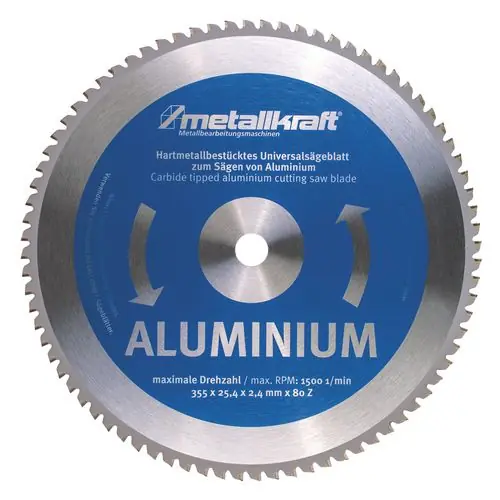 MetallKraft 713853502 Lame de scie circulaire TCT 355 x 25.4 x 80T Alu