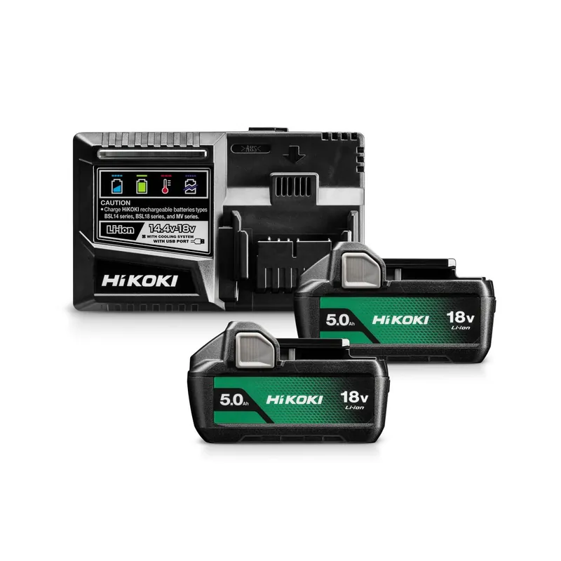 HIKOKI UC18YSL3WKZ BOOSTERPACK 18V - 2 x batterie BSL1850MA 18V 5.0Ah + Chargeur UC18YSL3