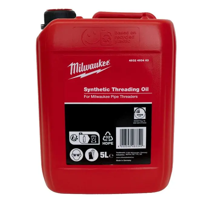 Milwaukee Accessoires 4932493463 Huile de coupe synthétique pour filetage 5 litres