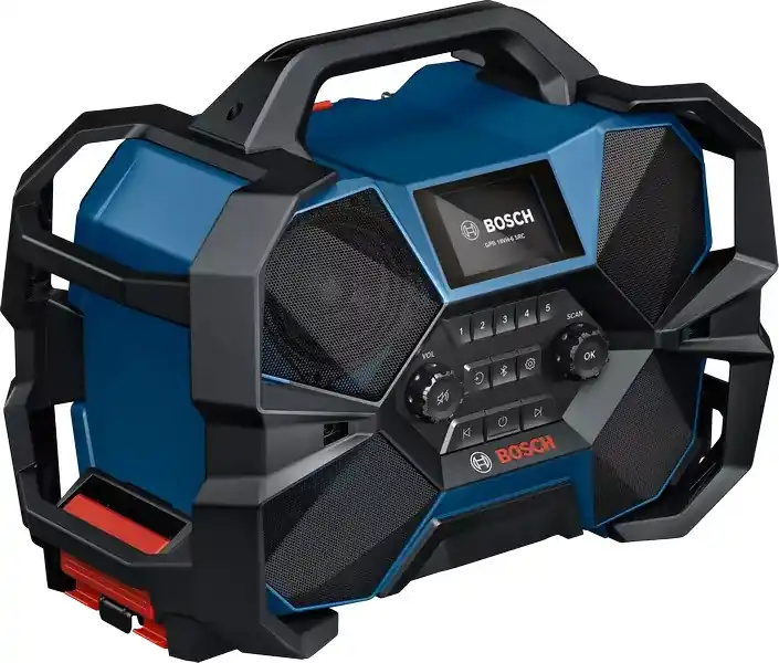 Bosch Bleu 06014A6200 GPB 18VH-6 SRC Radio professionnelle de chantier avec fonction de chargement DAB+ 18V hors batteries et chargeur