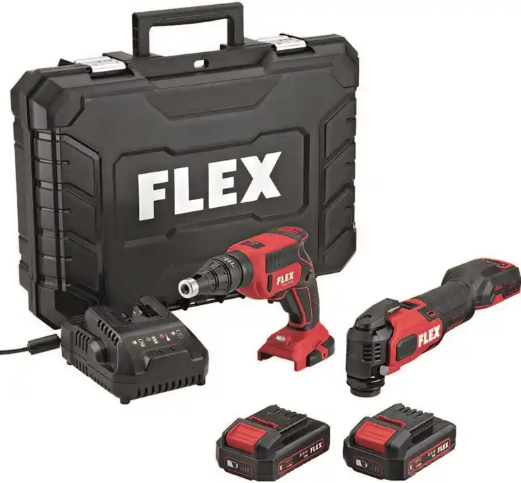 Flex-tools 532427 Comboset-PD 2G 18.0-EC FS55 Perceuse à percussion + L 125 18.0-EC Meuleuse d‘angle 18V 3 x 5.0Ah Li-Ion
