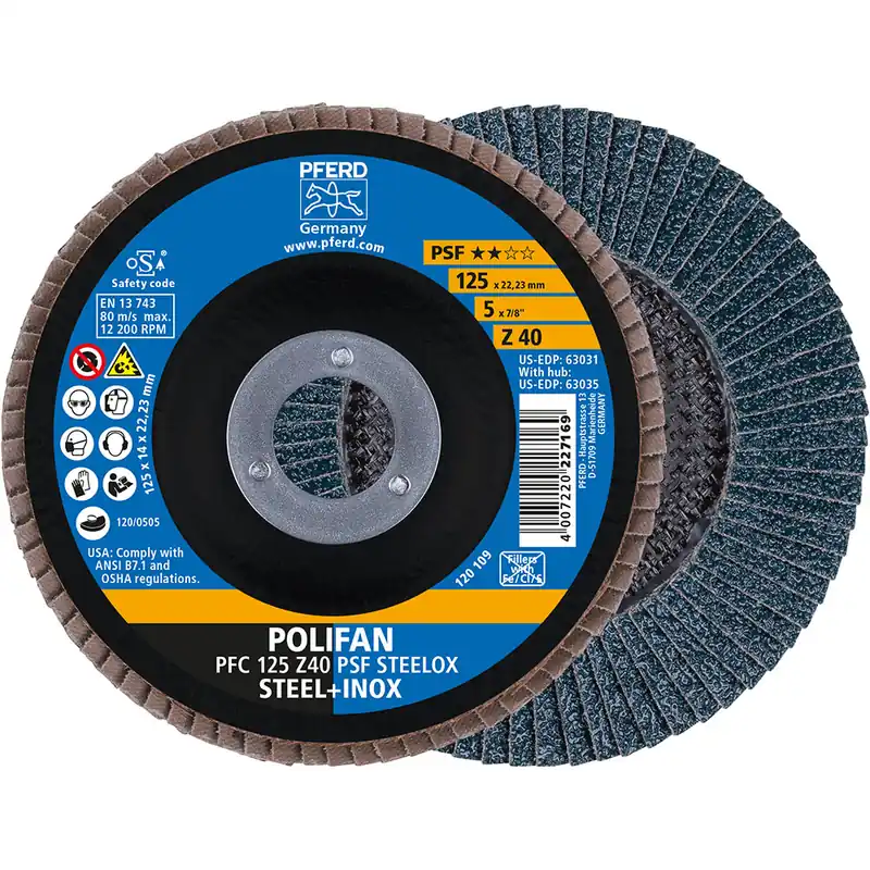 Pferd 67764125 POLIFAN lamellenschijf PFC 125x22,23 mm conisch Z40 univers. lijn PSF STEELOX staal/edelstaal