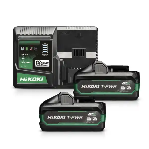 HIKOKI Accessoires UC36YSL2WAZ Booster pack 2 x BSL3640MVT Acco Multivolt 36V 4.0Ah/18V 8.0Ah Li-Ion + Chargeur rapide UC36YSL2