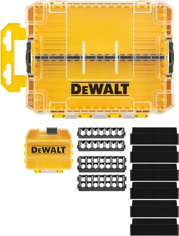 DeWalt Accessoires DT70802-QZ TOUGH CASE taille moyenne vide x1 + TicTac vide x1 + intercalaires x6 + 25mm 7 pièces support x2 + 57mm 7 pièces support x2
