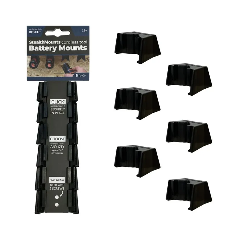StealthMounts BM-BO108-BLK-6 Supports de batterie noirs pour Bosch 10.8/12v (6 Pack)